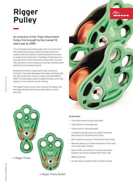 Rigger Pulley info sheet